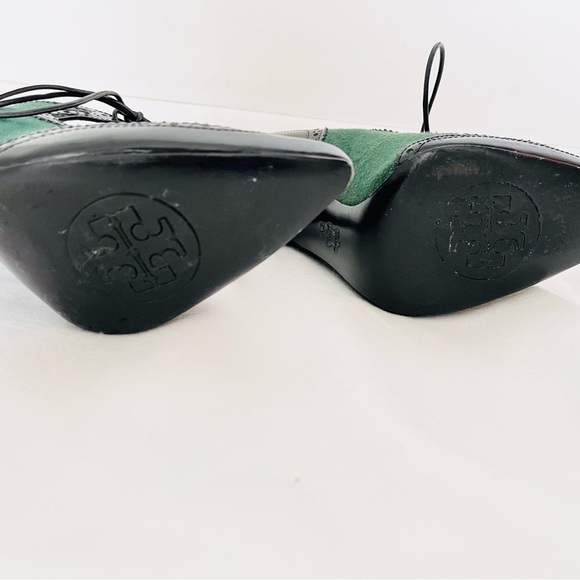 Tory Burch Hawthorne lace up Elegant Green and Black Women's Heels 9 - Picture 8 of 12